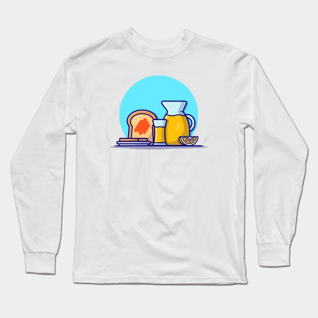 Orange Juice with Toast Bread Cartoon Vector Icon Illustration Long Sleeve T-Shirt by Catalyst Labs